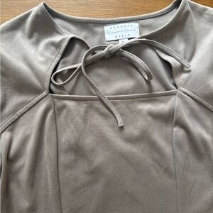 Kendall & Kylie Taupe dress with Bow Accent